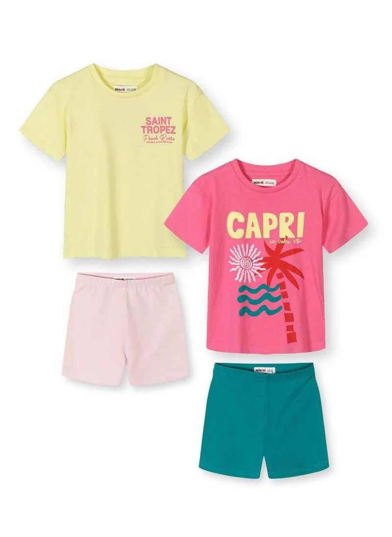 مينوتي Girls two-piece activewear set pink and yellow 3-15 years
